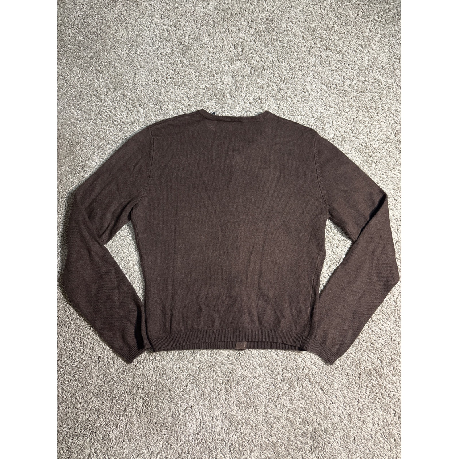 Moda International Silk Cashmere Blend Brown Rhinestone Cardigan Sweater Small — image 6 of 7